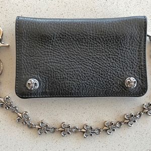 Chrome Hearts Silver Chain and Leather Wallet